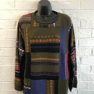 Vintage Carole Little Sweater Army green/multi